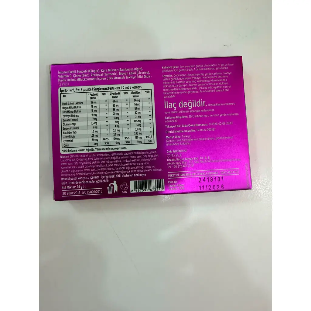 İmunol Karamürver & Çilek 12 Pastil