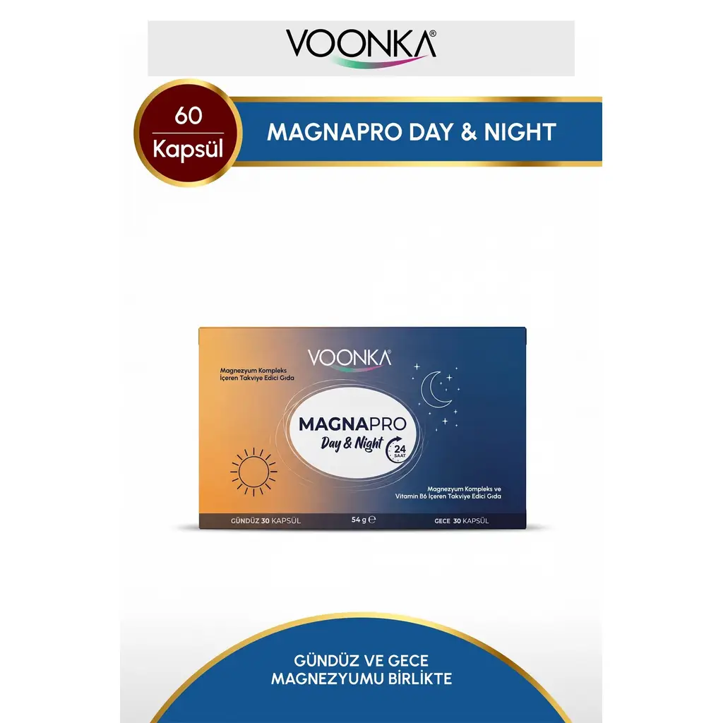 Voonka Magnapro Day Night Magnezyum Kompleks 60 Kapsül